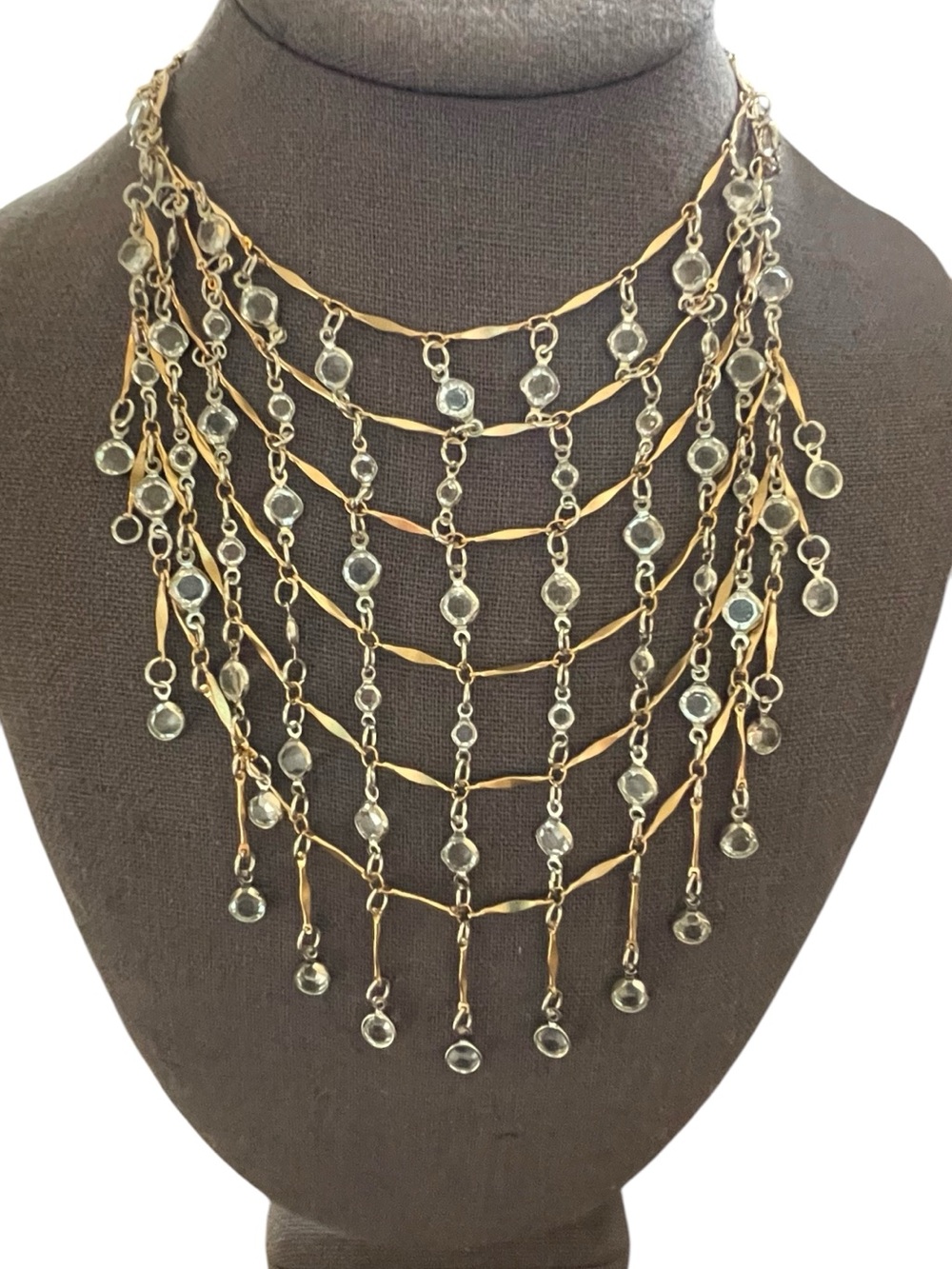 ❤️ NWT! Cascading Waterfall Mixed Metal Choker Hanging Necklace - Picture 2 of 4